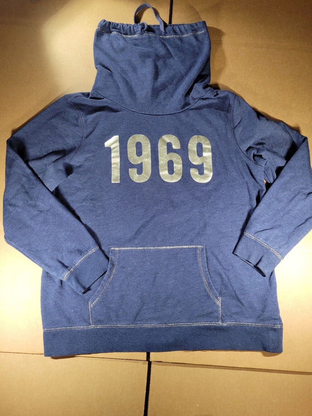 GAP Navy Cowl neck Hoodie with Metallic Gold Logo / stitching
